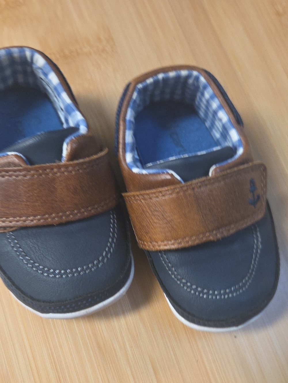 Carter's Navy and Brown Anchor Detail Velcro Slip-On Shoes